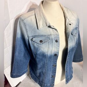CLEO Petite 3/4 Sleeve Denim Jacket for Women size Large gradient colour
